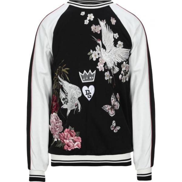 Felpa senza tasche fantasia floreale con ricamo collo tondo a maniche lunghe interno foderato in cotone vestibilità ampia Dolce & Gabbana nero a fiori