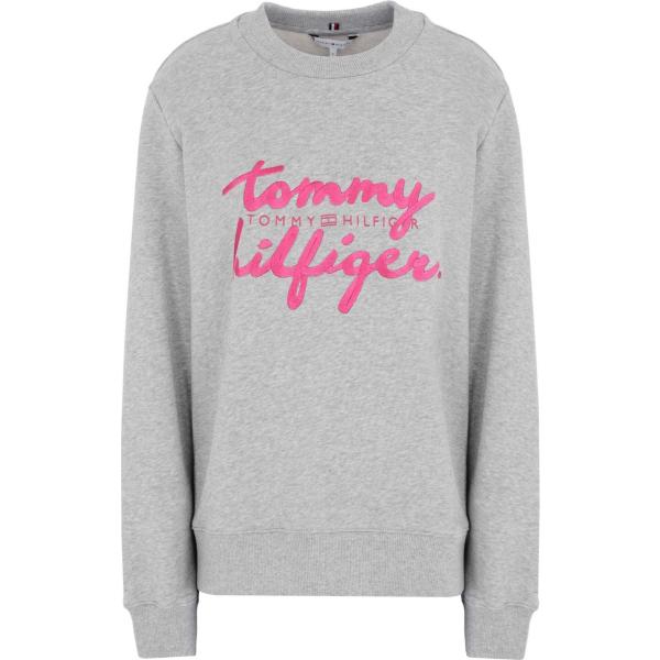 felpa Tommy Hilfiger grigio tinta unita