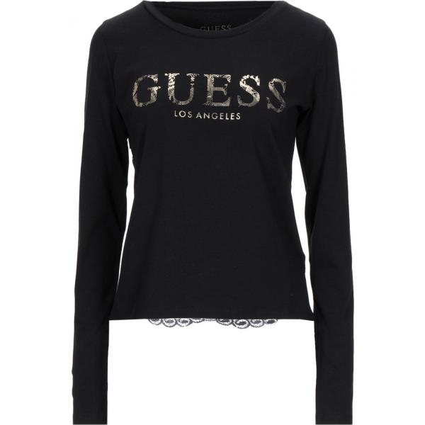 t-shirt Guess nero tinta unita
