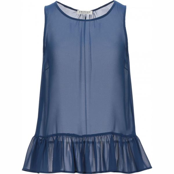 top Twinset blu tinta unita