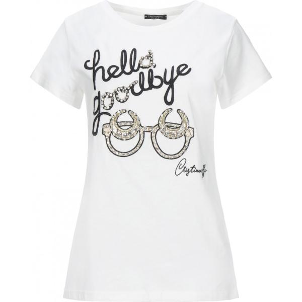 t-shirt Cristinaeffe bianco tinta unita