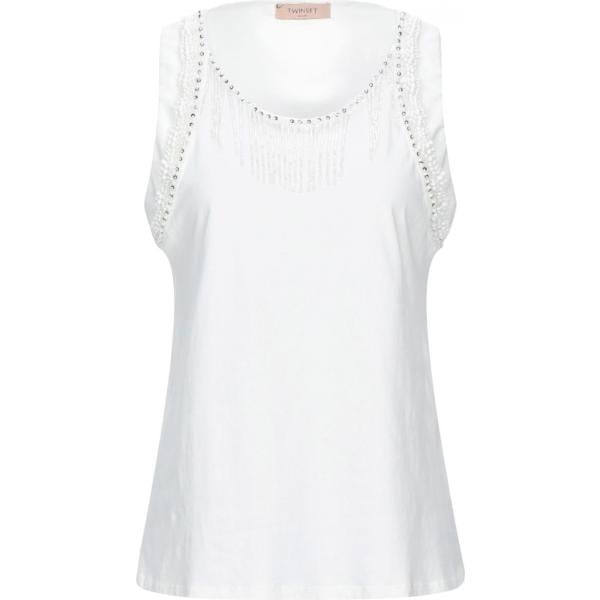 top Twinset bianco tinta unita