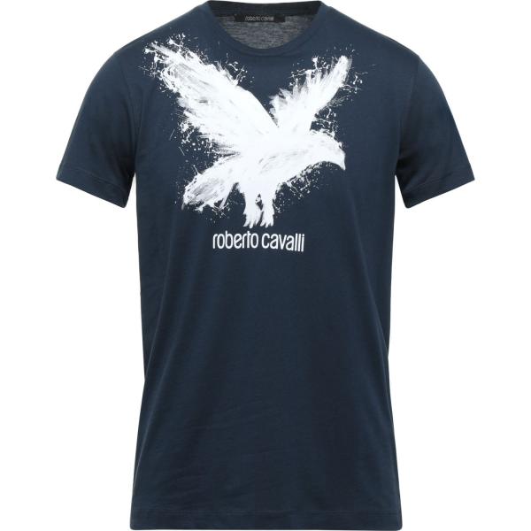 t-shirt Roberto Cavalli blu tinta unita