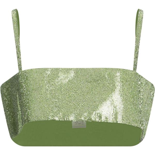 top Nué verde tinta unita