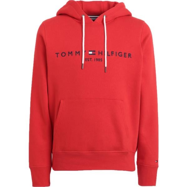 felpe con cappuccio Tommy Hilfiger rosso tinta unita