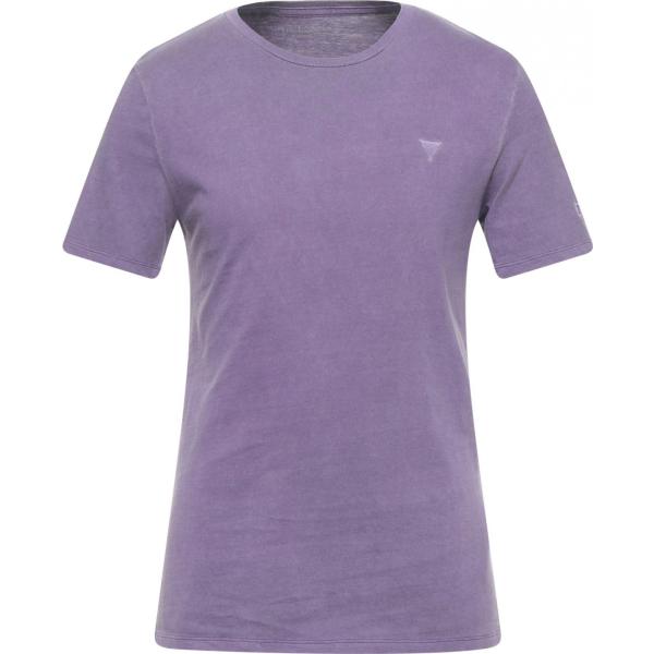 t-shirt Guess viola tinta unita