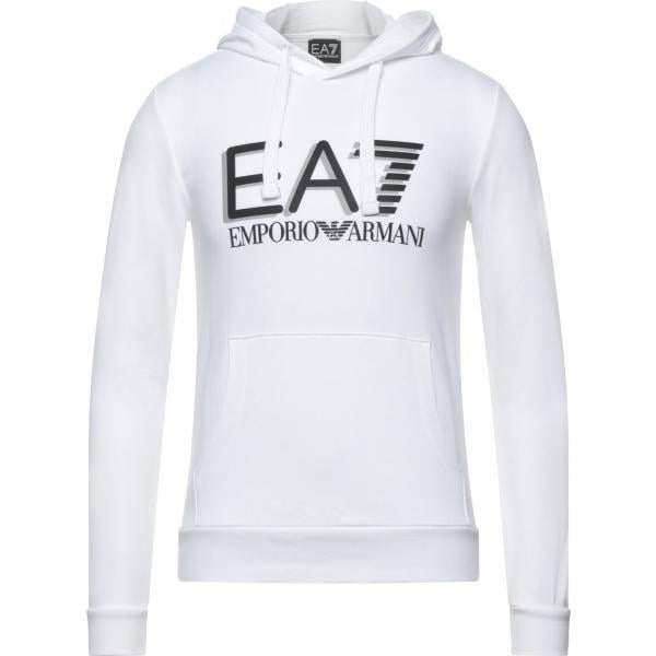 felpe con cappuccio Ea7 bianco tinta unita