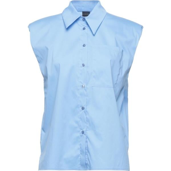 camicie Pinko blu tinta unita