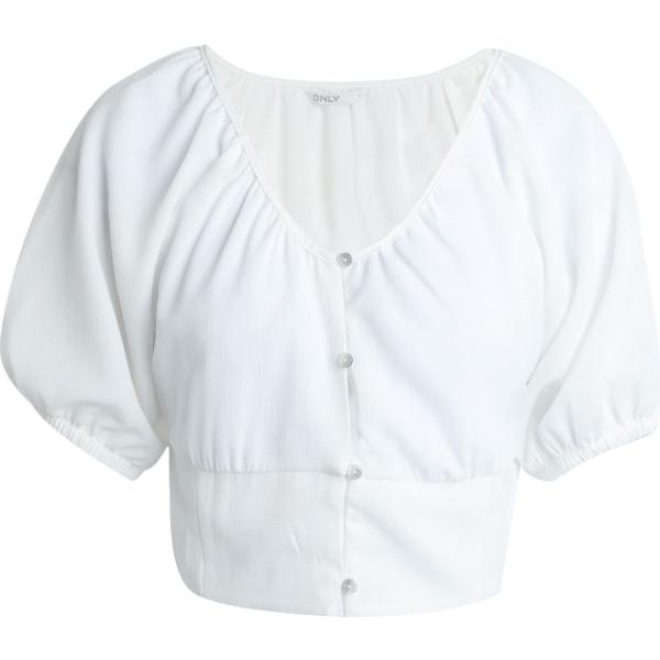 camicie a manica corta Only bianco tinta unita