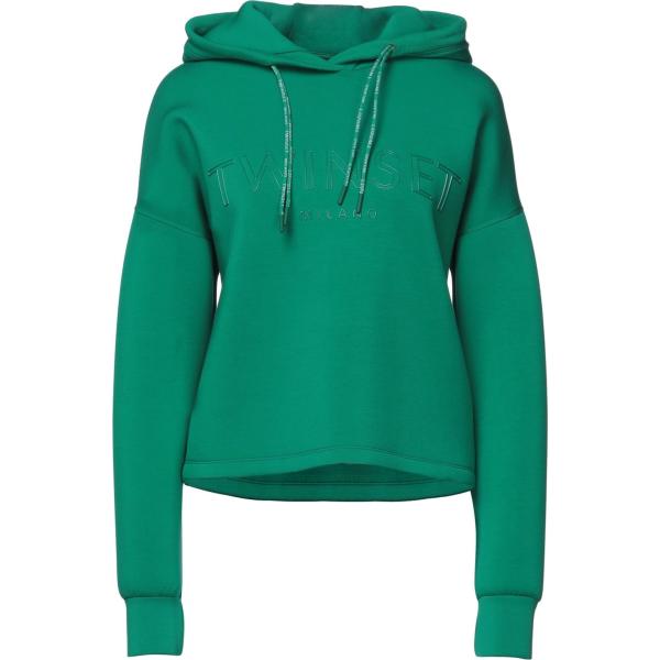 felpe con cappuccio Twinset verde tinta unita