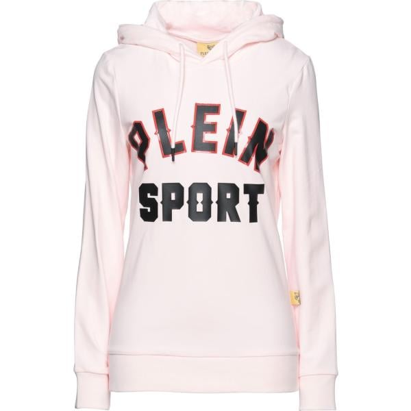 felpa con cappuccio da donna in bianco neve con stampe collo con cappuccio senza tasche a maniche lunghe in cotone Plein Sport