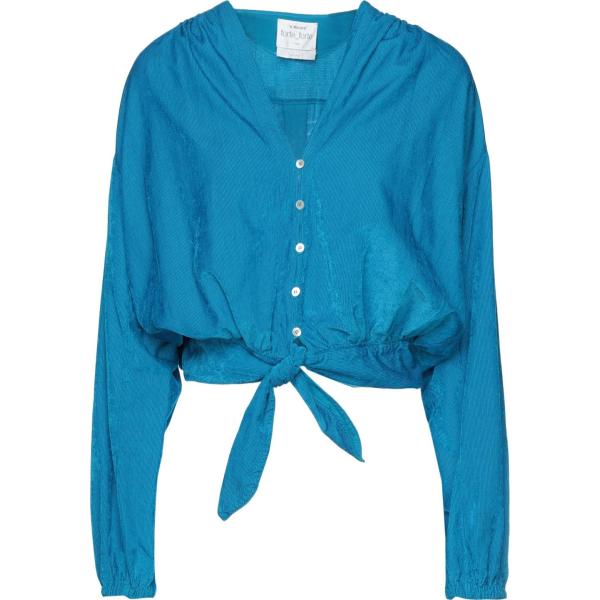 camicie Forte_Forte blu tinta unita