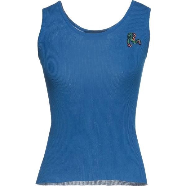top Rochas blu tinta unita