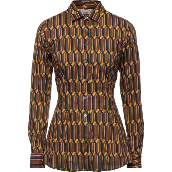 camicie Caliban marrone geometrica