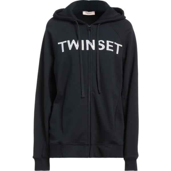 felpe con cappuccio Twinset nero tinta unita