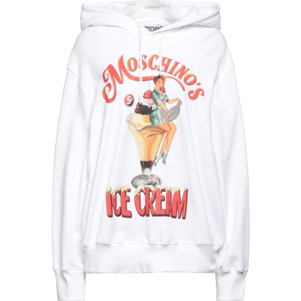felpe con cappuccio Moschino bianco con stampe