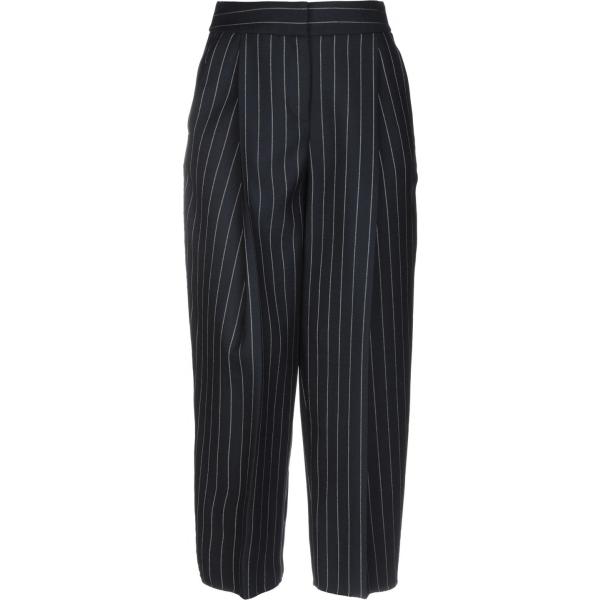 Pantalone a sigaretta a righe con zip in flanella con gancetto Giorgio Armani blu a righe