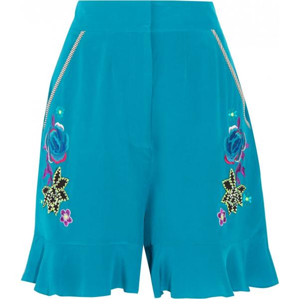 Shorts con perline vita alta con zip crêpe Matthew Williamson tinta unita