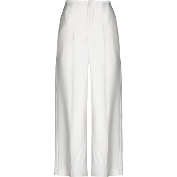Pantalone effetto acetato vita alta con zip in raso tinta unita Joseph bianco tinta unita