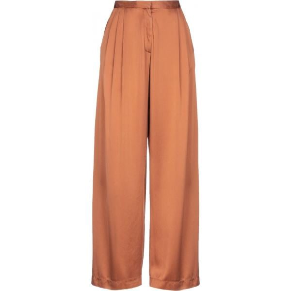 Pantalone vita alta con zip in raso con pieghe Pomandère tinta unita