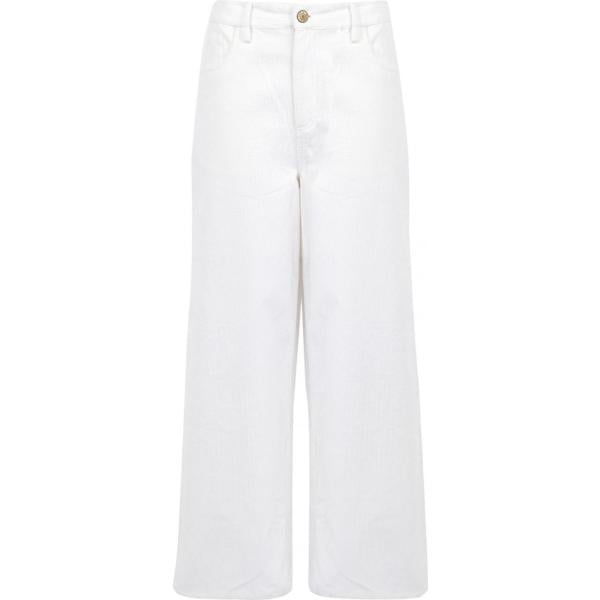 Pantalone a coste vita alta con zip in velluto tinta unita Essentiel Antwerp bianco tinta unita