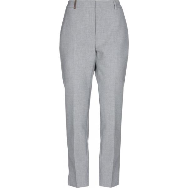 pantaloni da donna in grigio chiaro a vita media con zip in viscosa Peserico