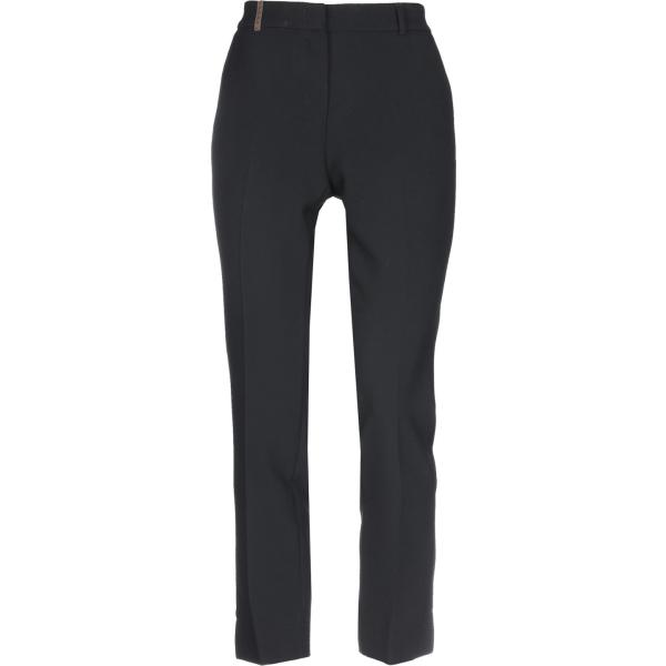 pantaloni da donna in nero pece a vita media con zip in viscosa Peserico