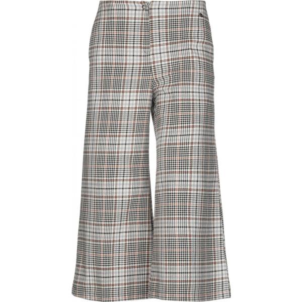 Pantalone wide leg fantasia vita alta con zip in flanella con bottoni Souvenir principe di galles