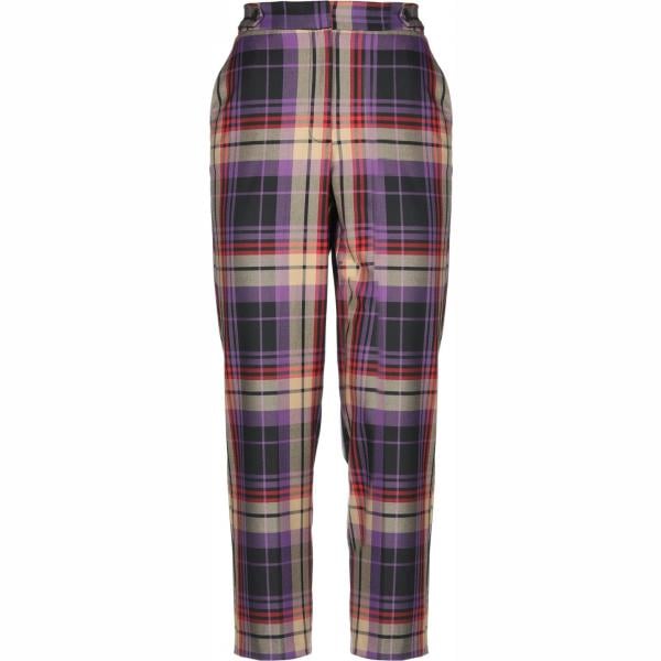 Pantalone a sigaretta fantasia vita alta con zip e gancetto Kaos scozzese