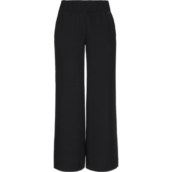 Pantalone a sigaretta vita alta crêpe Armani Exchange nero tinta unita