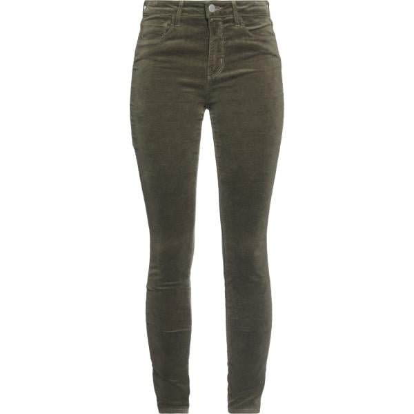 Pantaloni skinny da donna in verde oliva a vita media con zip in velluto L'agence