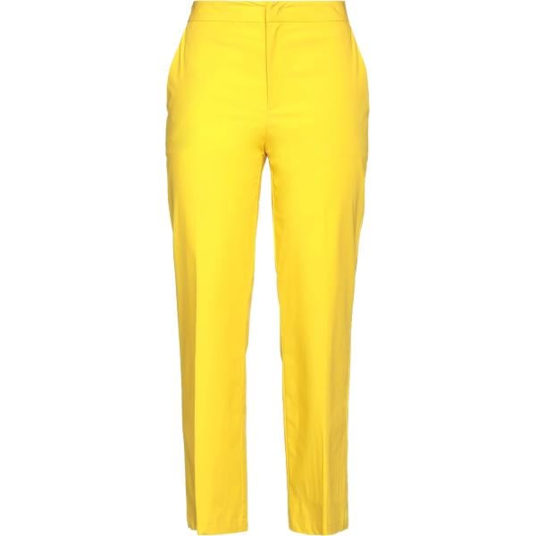 Pantaloni da donna in giallo chiaro a vita alta con zip in cotone Twinset Twinset