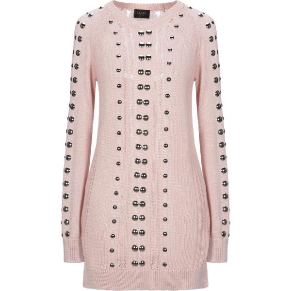 pullover da donna in viola chiaro lavorato a maglia girocollo senza tasche a maniche lunghe in metallo Liu •Jo