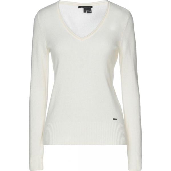 pullovers Armani Exchange bianco tinta unita