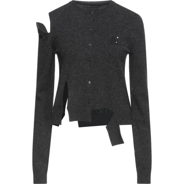 cardigan da donna in grigio scuro lavorato a maglia girocollo senza tasche a maniche lunghe con bottoni in lana Ader Error