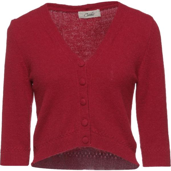 cardigans Crochè rosso tinta unita