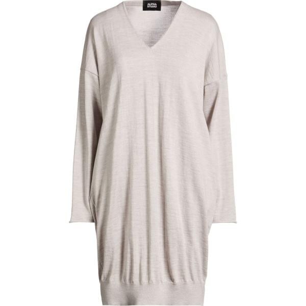 Pullover da donna in grigio chiaro lavorato a maglia collo a v senza tasche a maniche lunghe in lana Alpha Studio Alpha Studio