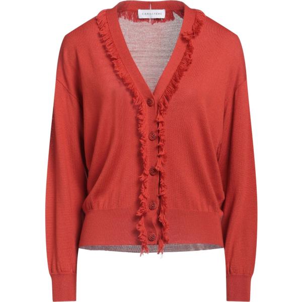 Cardigan da donna in rosso classico lavorato a maglia con scollo