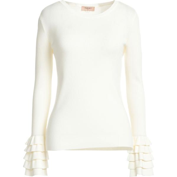 pullovers Twinset bianco tinta unita