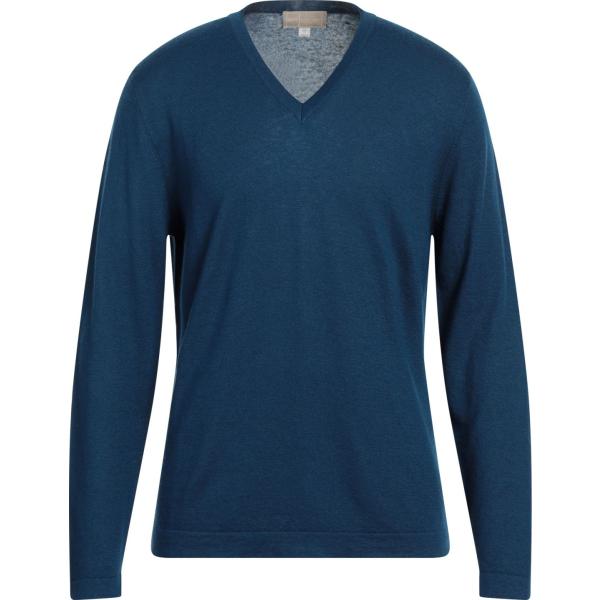 pullovers 120% Lino blu tinta unita