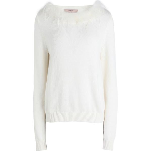 pullovers Twinset bianco tinta unita