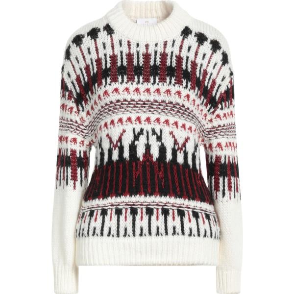 Pullover da donna in bianco neve effetto laminato girocollo senza tasche a maniche lunghe in lana Nenette Nenette