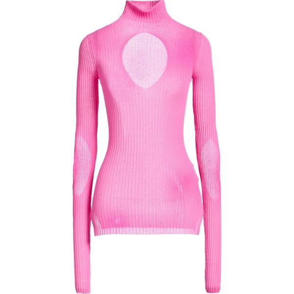 Maglione da donna in rosa scuro collo alto a maniche lunghe in cotone Quira Quira