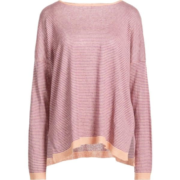 Pullover da donna in rosa chiaro a righe girocollo a maniche lunghe in lino Alessandro Aste Alessandro Aste