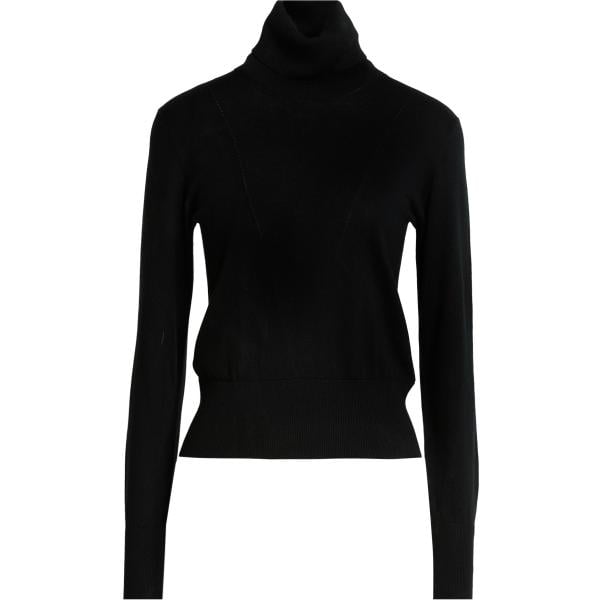 Maglione da donna in nero pece collo alto a maniche corte in cashmere Alpha Studio Alpha Studio