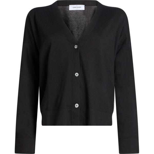 Cardigan da donna in nero pece a maniche lunghe in cotone Gran Sasso Gran Sasso