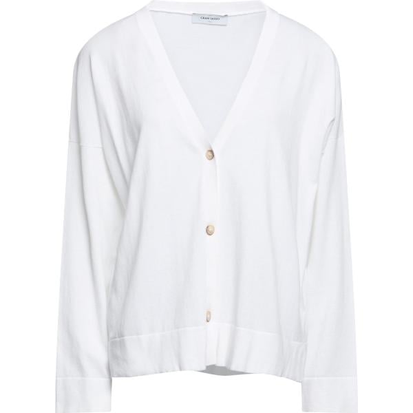 Cardigan da donna in bianco neve a maniche lunghe in cotone Gran Sasso Gran Sasso