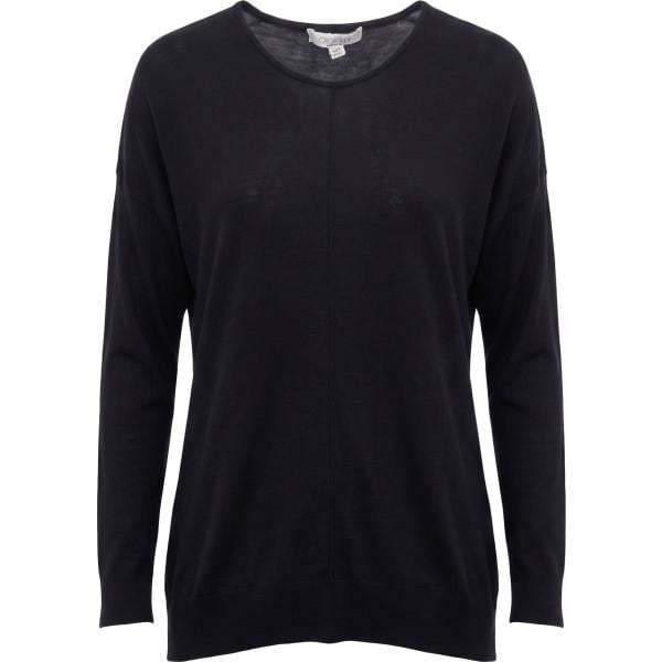 Pullover da donna in nero pece girocollo a maniche lunghe in cotone Crossley Crossley