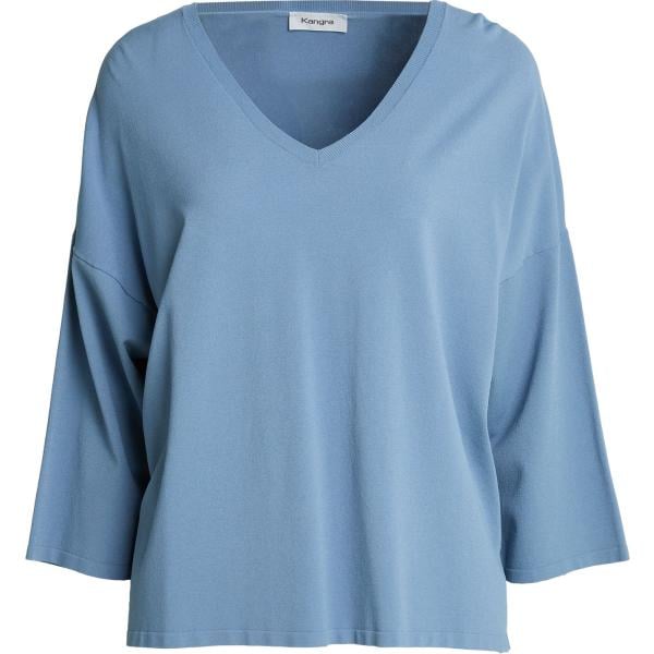 Pullover da donna in azzurro collo a v in viscosa Kangra Kangra