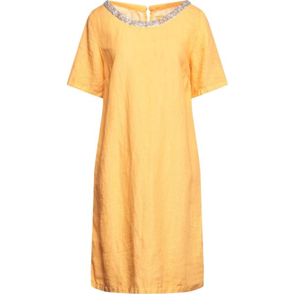 vestiti corti 120% Lino giallo tinta unita
